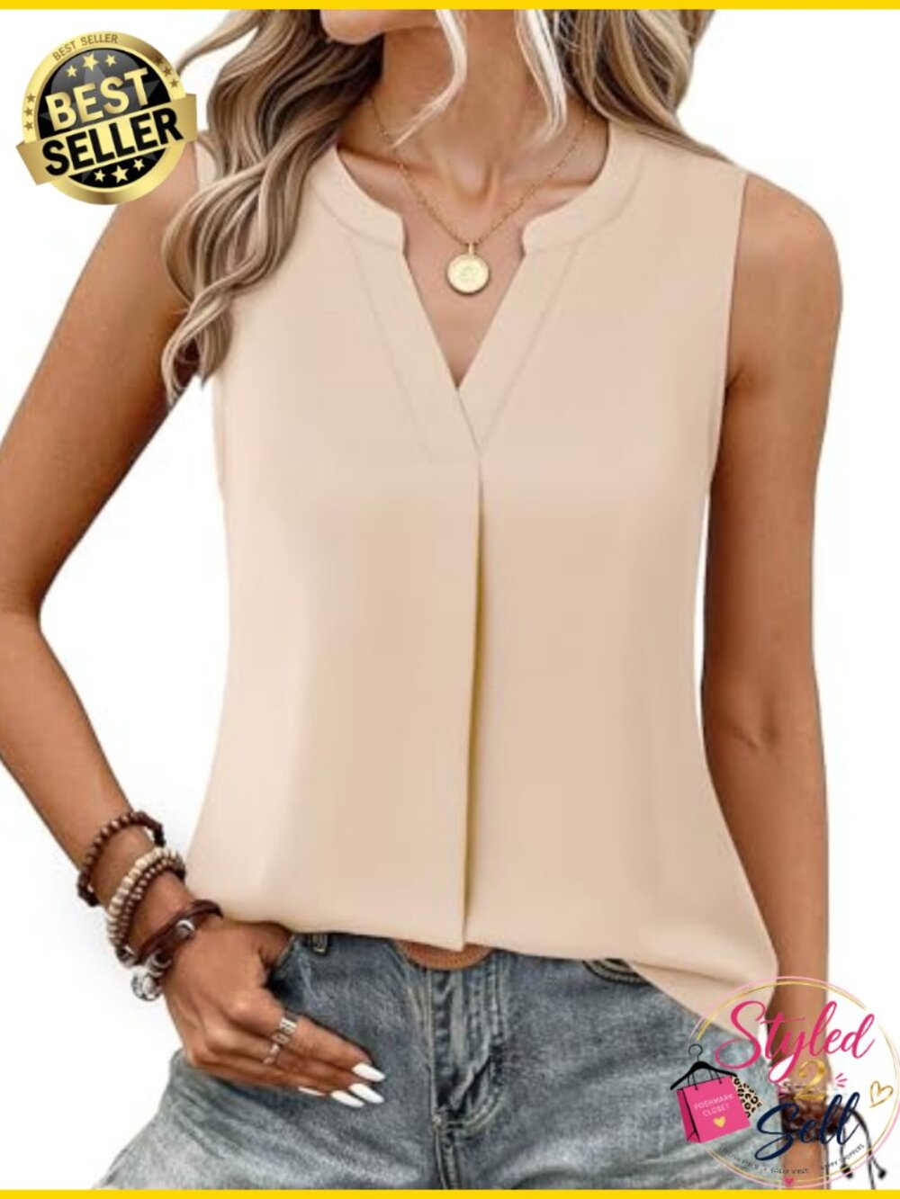 Chiffon V Neck Sleeveless Blouse Tunic Tank Top